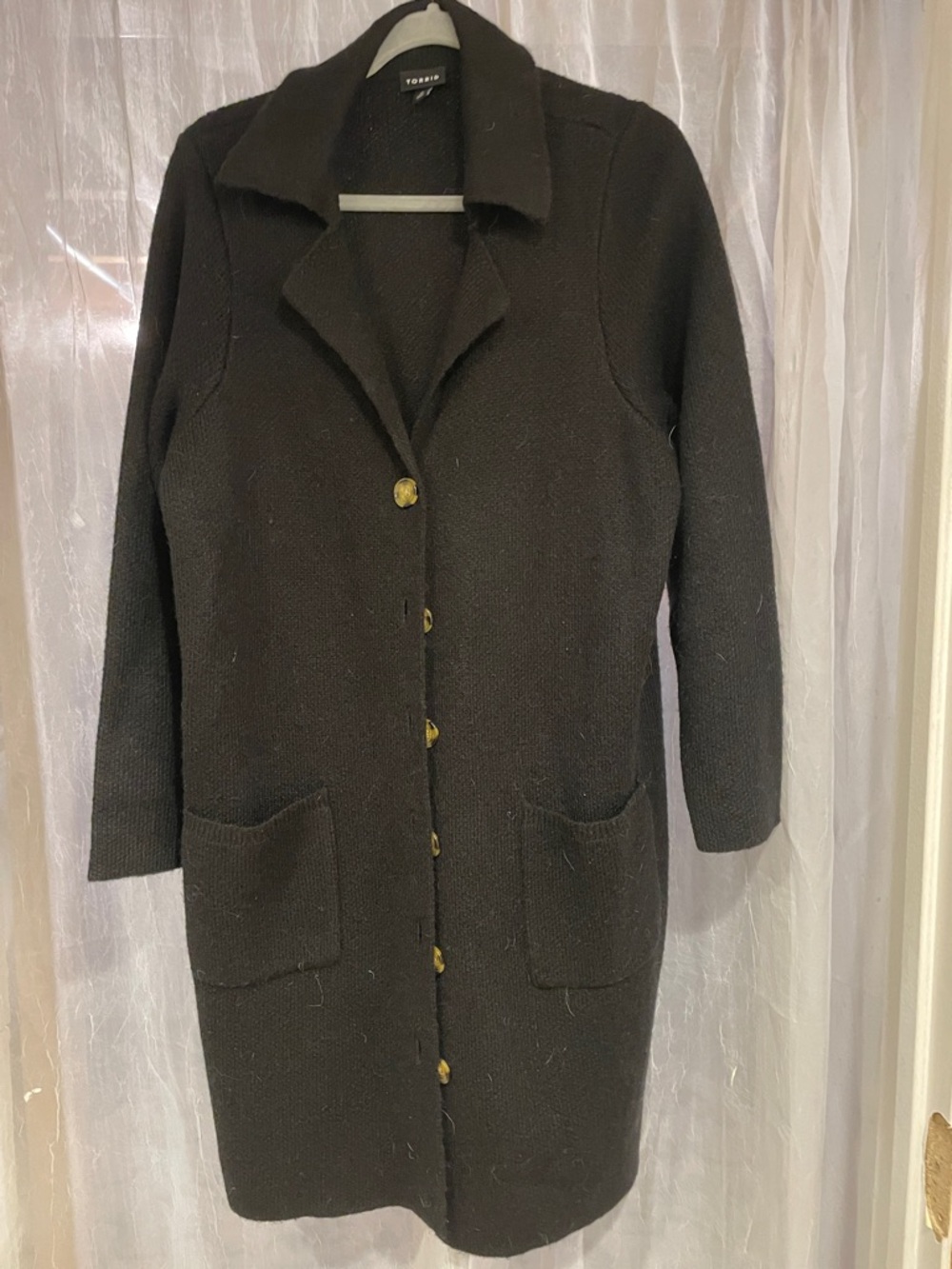 torrid Black Long Knit Button-Up Cardigan Coat